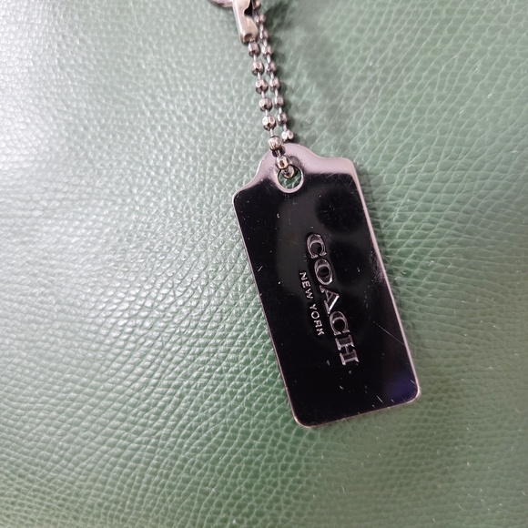 Coach Turnlock Tote Bag Emerald Green Crossgrain Leather Gunmetal Large - Picture 7 of 14